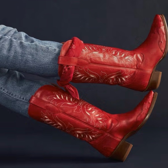 Tecovas | LE! The Annie Eagle 🦅 🇺🇸 Barn Red Cowhide | Genuine Ostrich | 11B - Picture 15 of 16